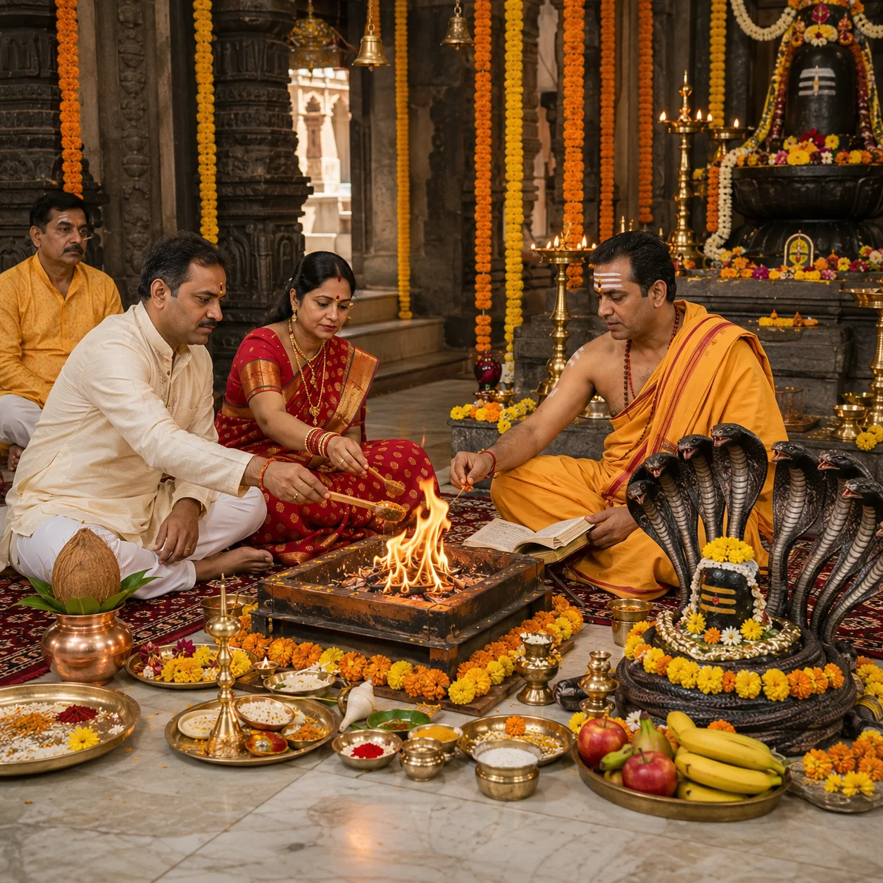 devotees performing kaal sarp dosh puja in ujjain