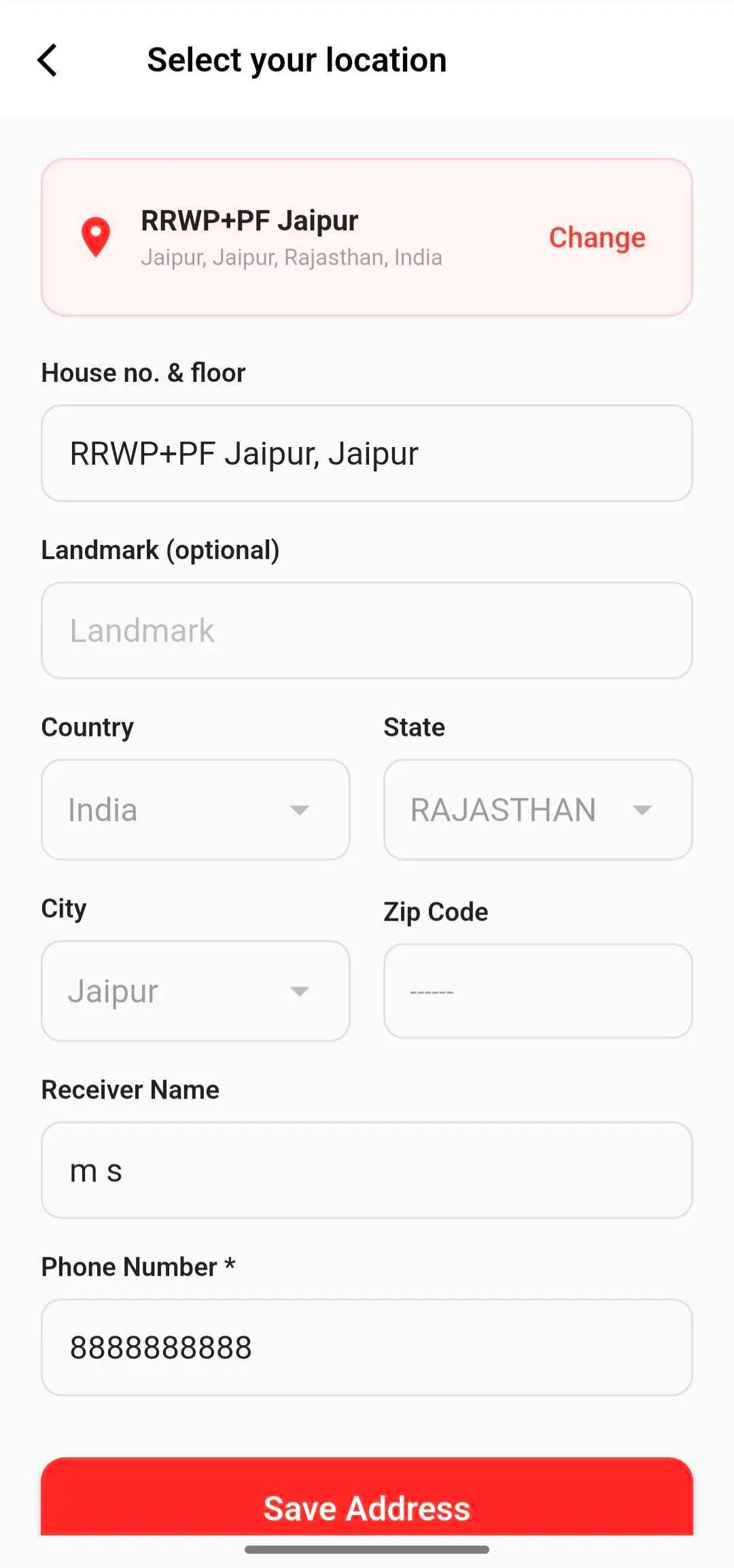 Update address screen 2