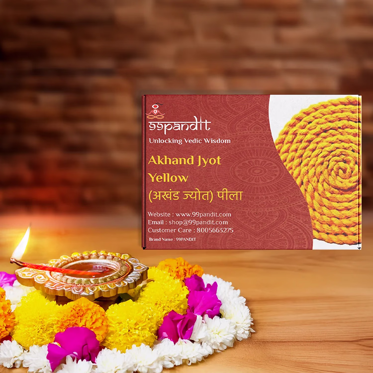 Long Lasting Akhand Jyot Batti - Yellow for Temples & Home Puja